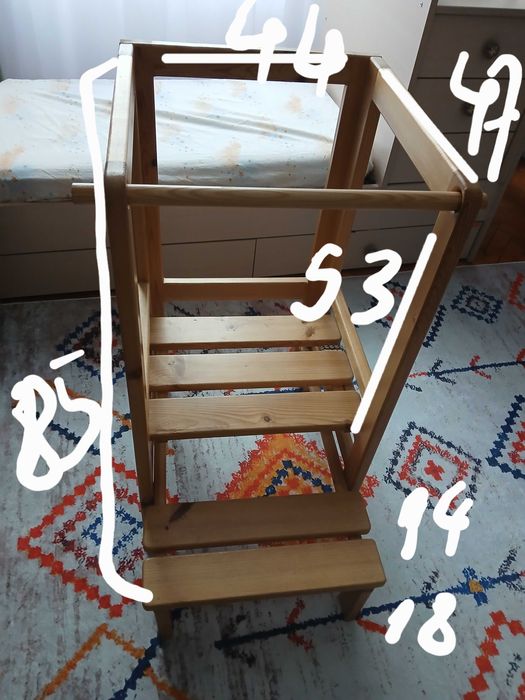 Дървена Кула монтесори с регулирана височина на платформата