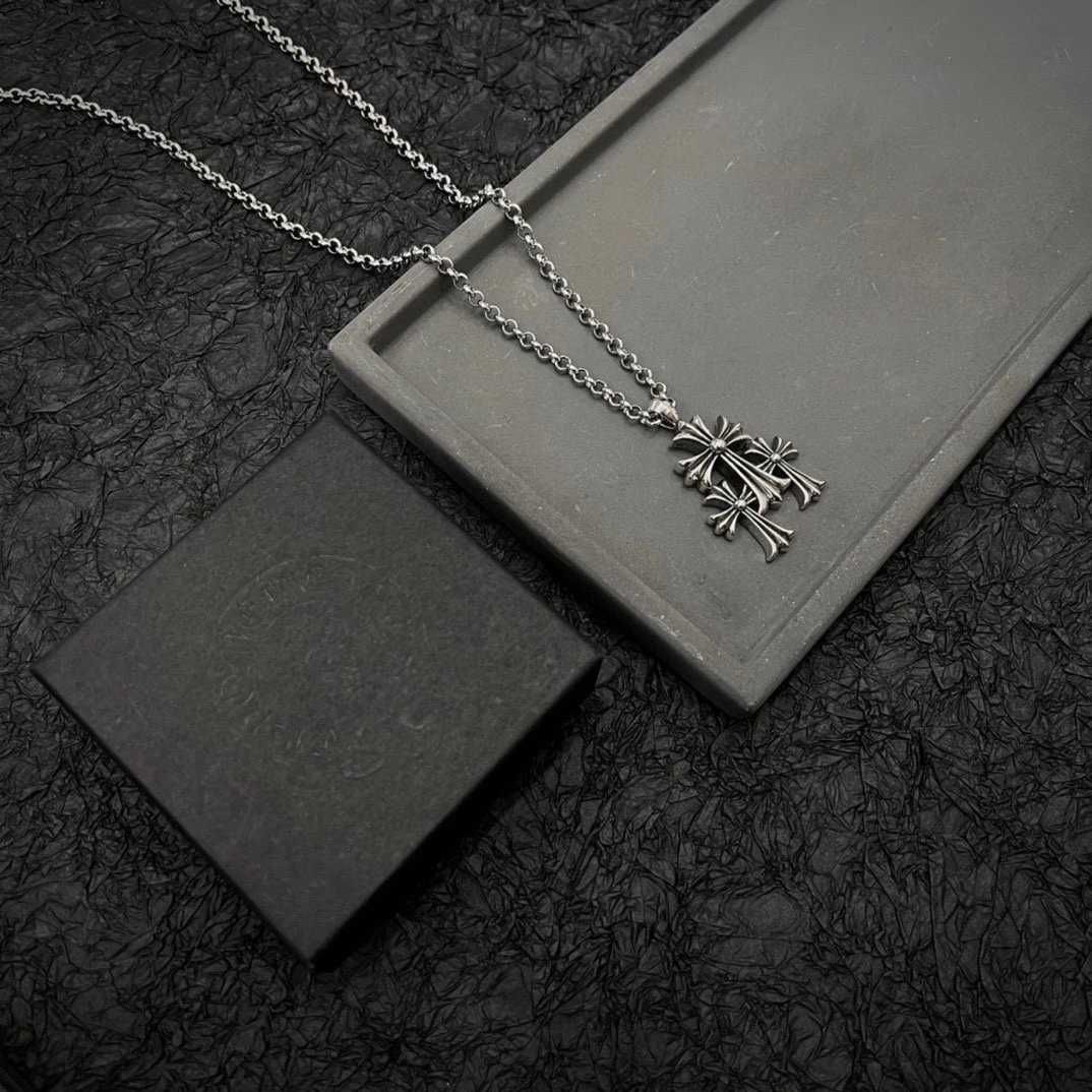 Огърлица Chrome Hearts Triple Cross - Сребро 92
