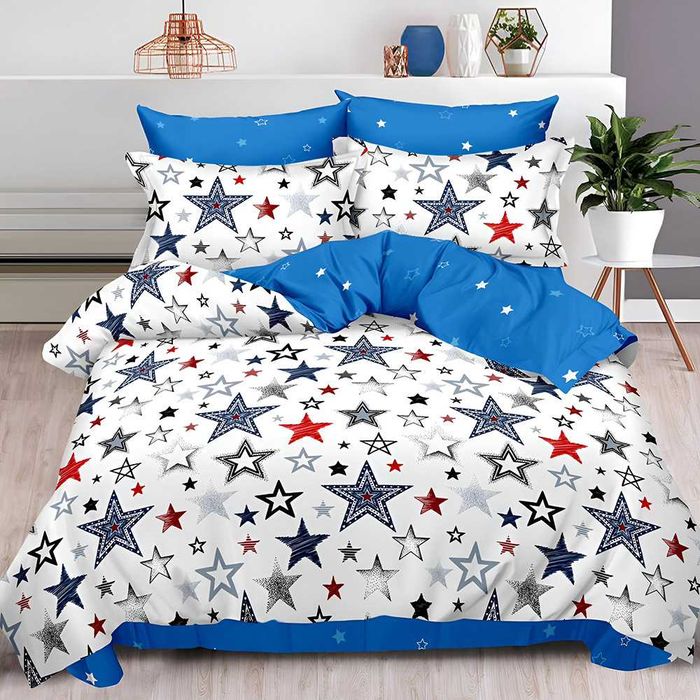 Двулицево спално бельо с ластик, 6 части