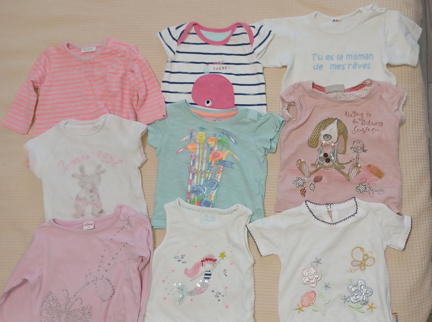 Памучни бебешки и детски блузки за 6мес, 1год и 2г момиче