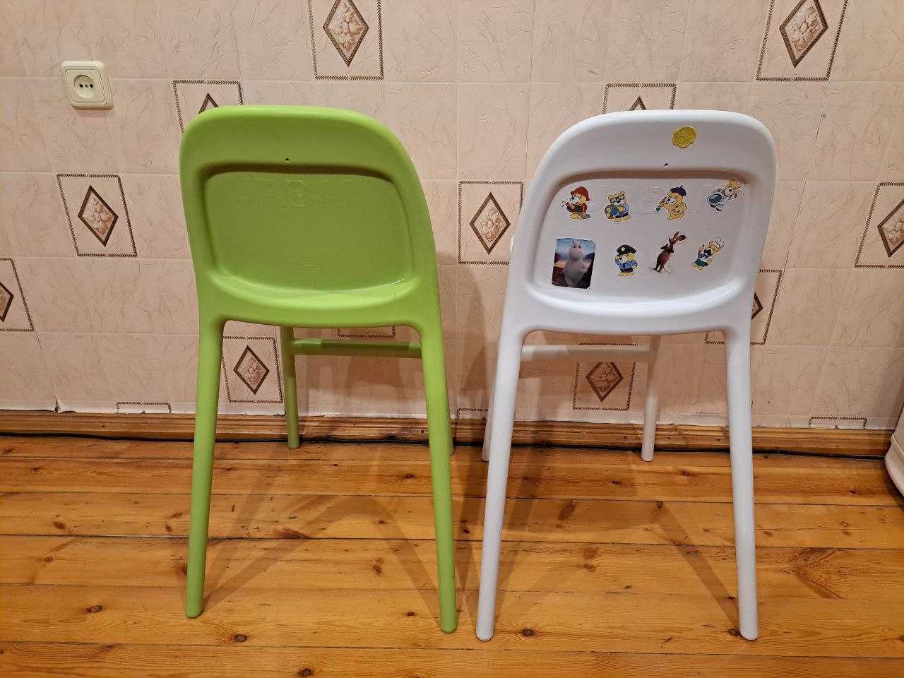 Детский высокий стульчик IKEA URBAN, б/у, зеленый и белый