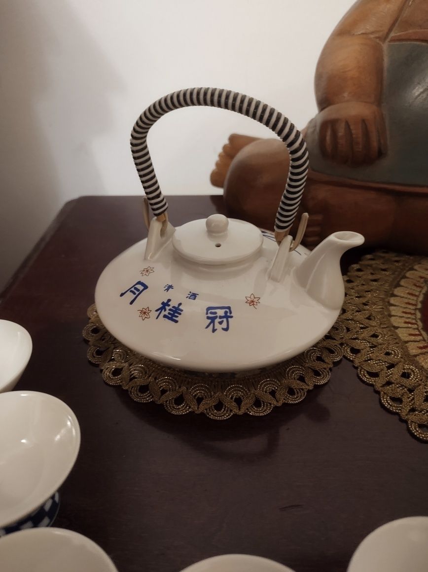 Set porțelan Saki ceainic japonez vintage și cești de ceai