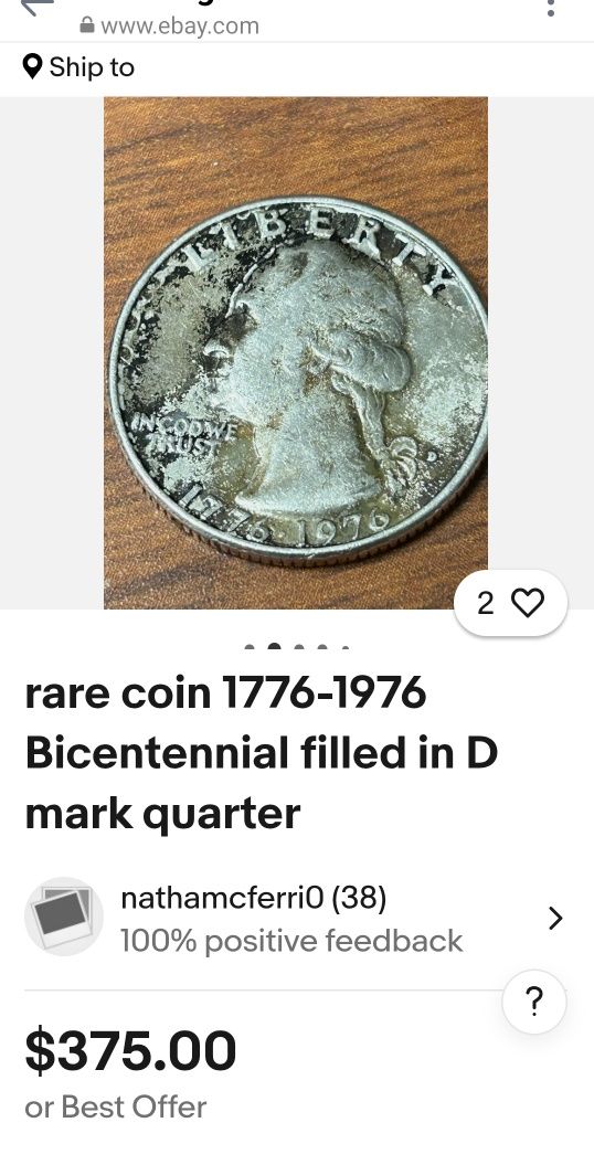 Монета 1/4 dollar 1975 г.
