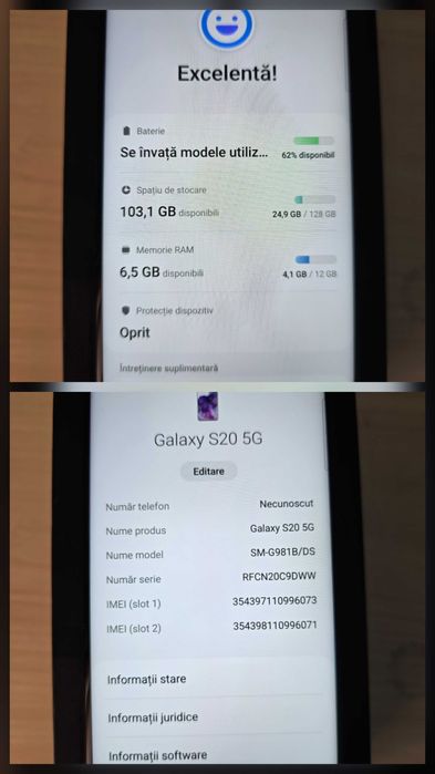 Ocazie !Impecabil.Utiliz putin.Sams.S20 5G, cu 12 Gb RAM ! accesorii