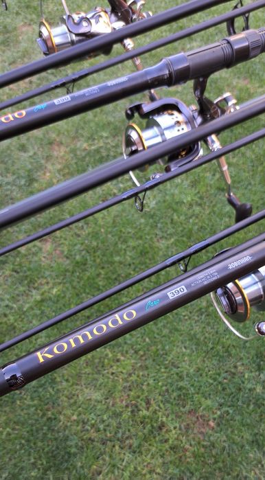Set Pescuit,4 Lansete Komodo Carp 3,90m+4 Mulinete G65+Rod Pod+Senzori