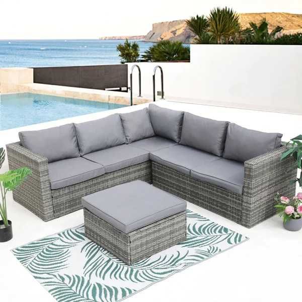Set mobilier gradina/terasa canapea/colțar si masa taburet HATTEM NOU