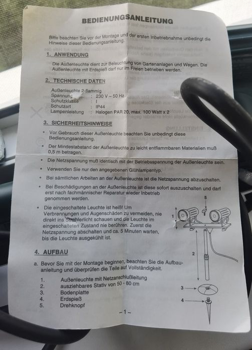 Lampa dubla de gradina, noua, in cutie