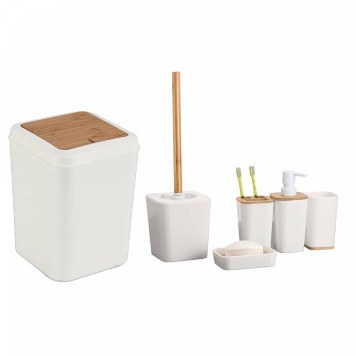 Set Baie 6 piese bambus, Crem Mat