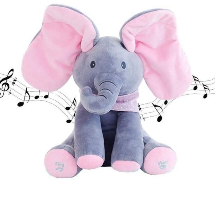 FLAPSY Пеещо плюшено слонче - Розово