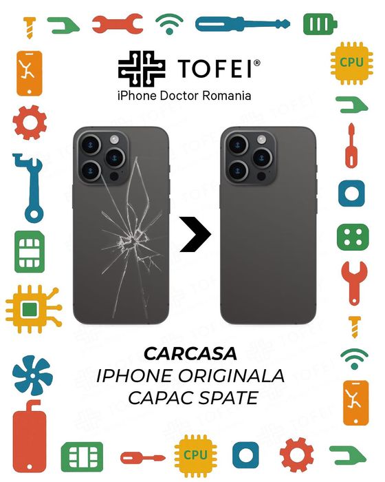 Carcasa originala iPhone 15 Pro Max Silver capac spate Swap