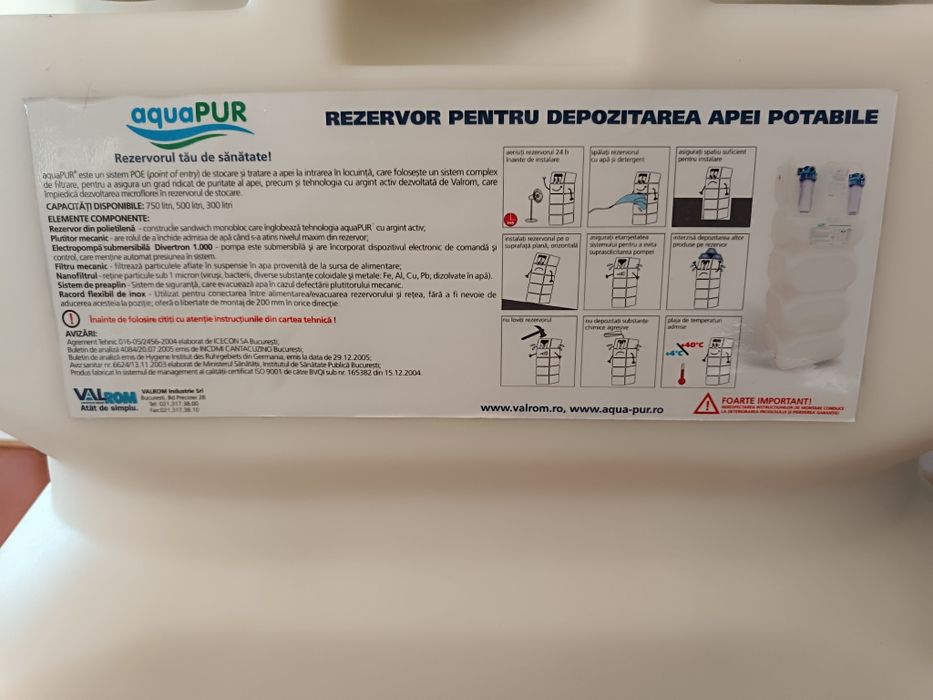 Rezervor de apa Sistem AquaPur de filtrare – stocare si pompare a apei