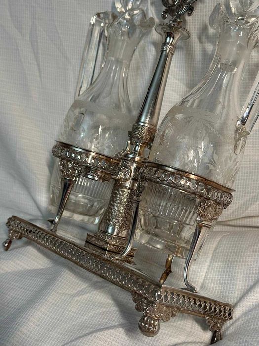 OLIVIERA ARGINT 800 - Cruet Set + Crystal - Sec. XIX - Empire Style