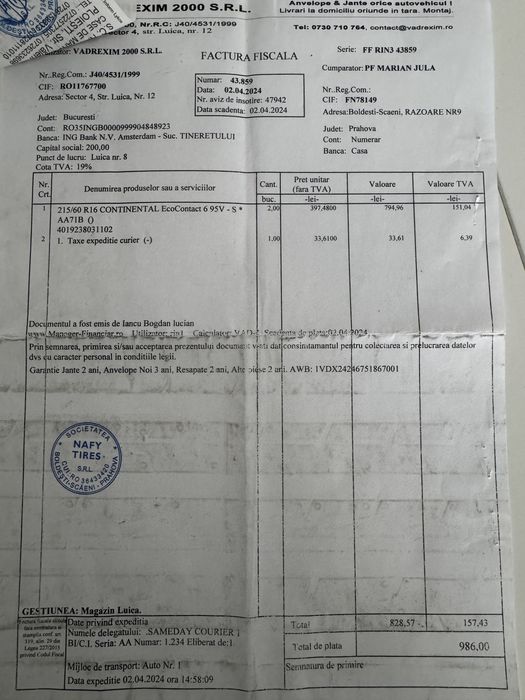 Vand cauciucuri vara Continental  215/60/16