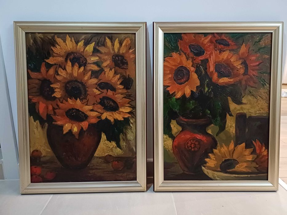 Продавам 4 броя картини със слънчогледи