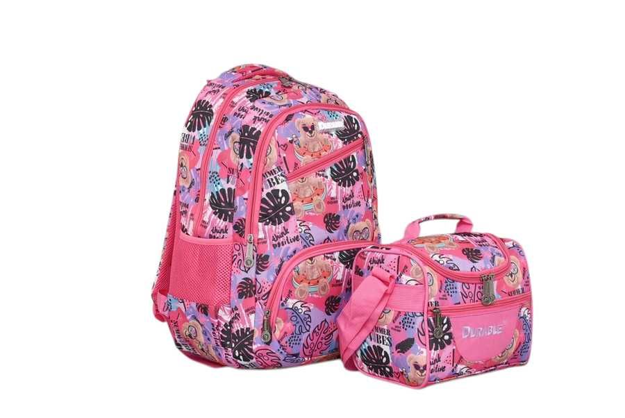Комплект раница и чанта за храна Mercado Trade, За ученици, Розов