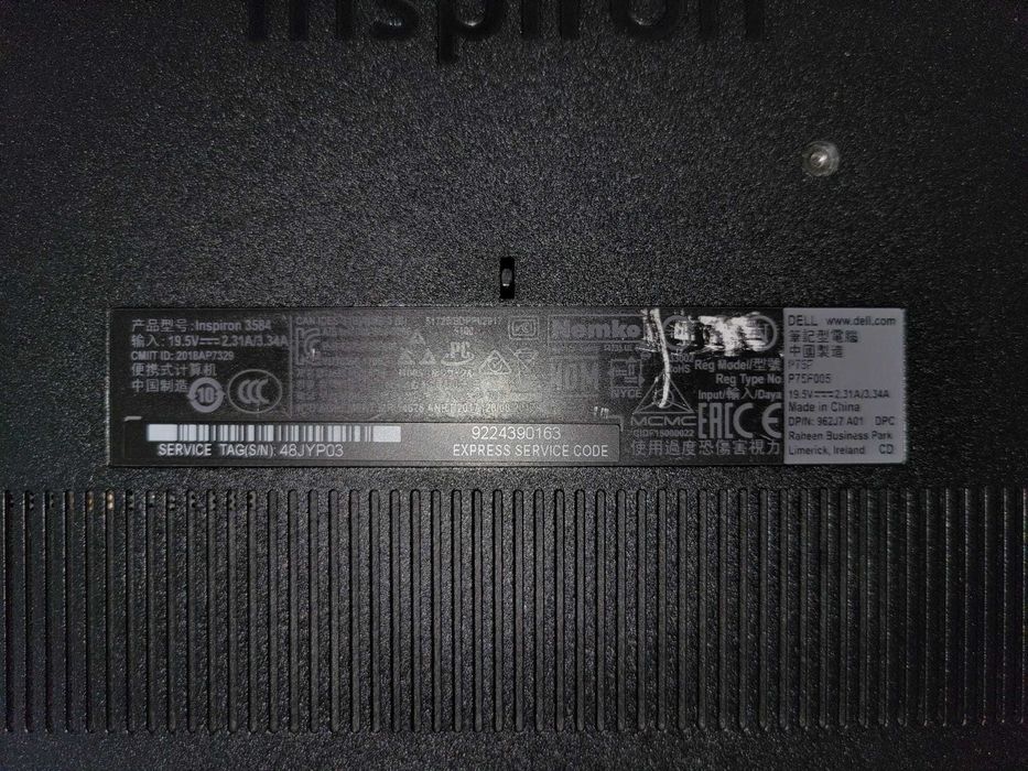 Laptop Dell Inspiron 3584 cu procesor Intel® Core™ i3-7020U 2.30 GHz