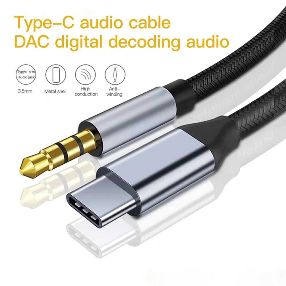 Аудио кабел Type C към AUX 3.5 жак Кабел Преходник USB Type C AUX 3.5