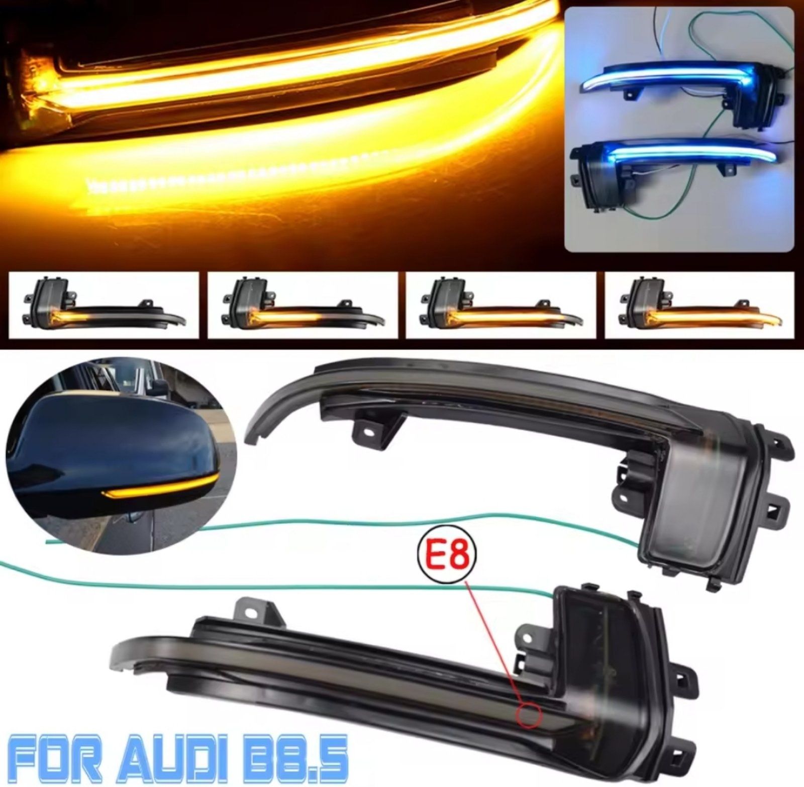 НОВИ Динамични/плаващи мигачи за Audi A4 A5 A3 8P B8 B8.5 A6 A8 Q3 RS5
