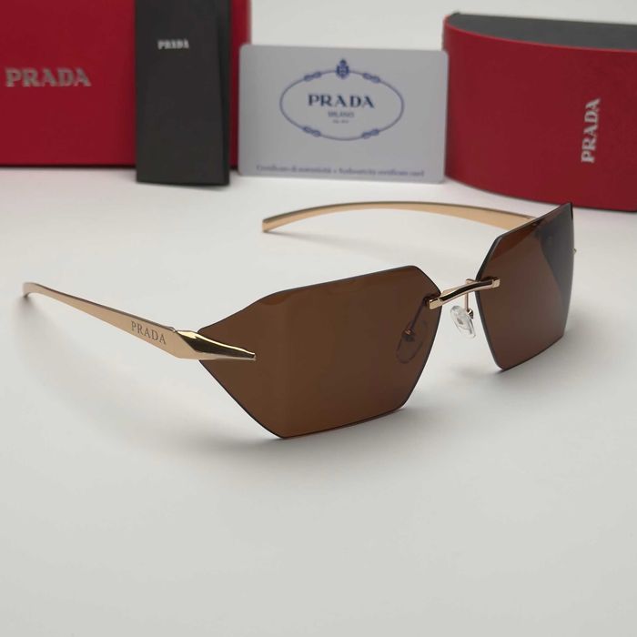 Слънчеви очила Prada Rimless нови, черно и кафяво Без рамка UV400 CE
