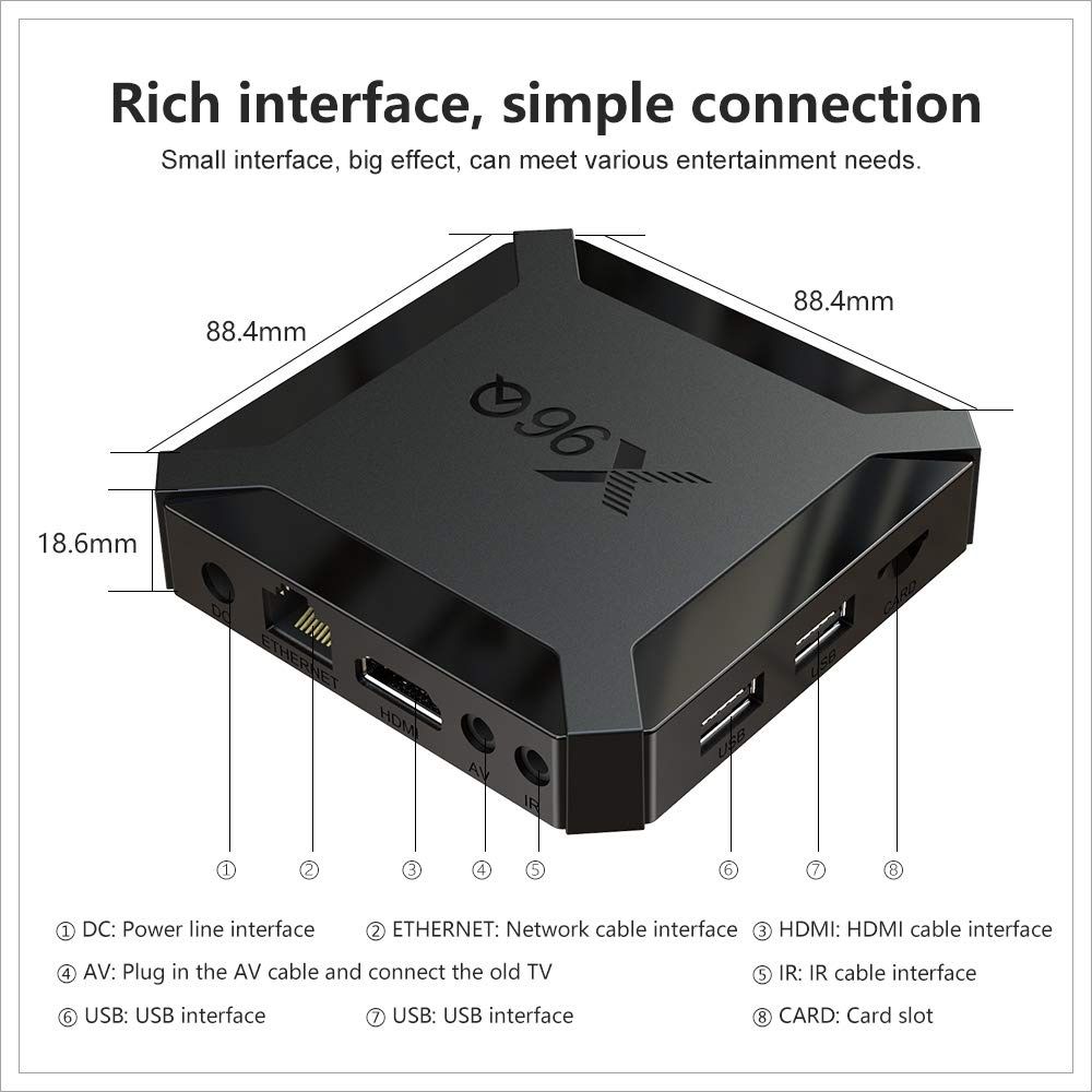 Android 10.0 TV Box X96Q,2GB RAM/16GB ROM Allwinner H313 Quad-Core