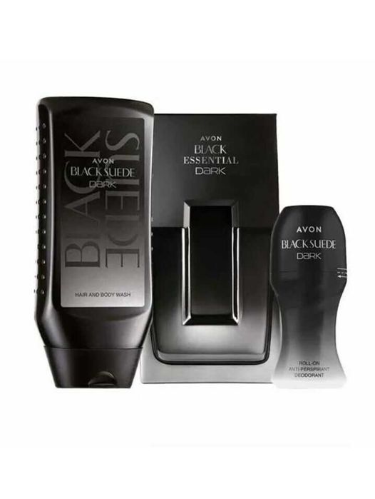 Black Suede Dark - тоалетна вода, душ-гел и рол он за мъже от AVON