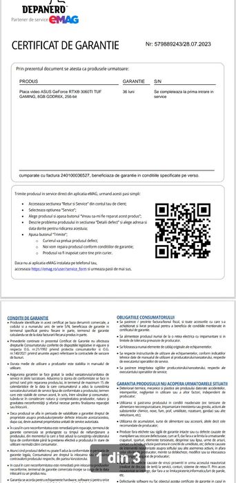 Rtx 3060ti asus tuf garantie emag