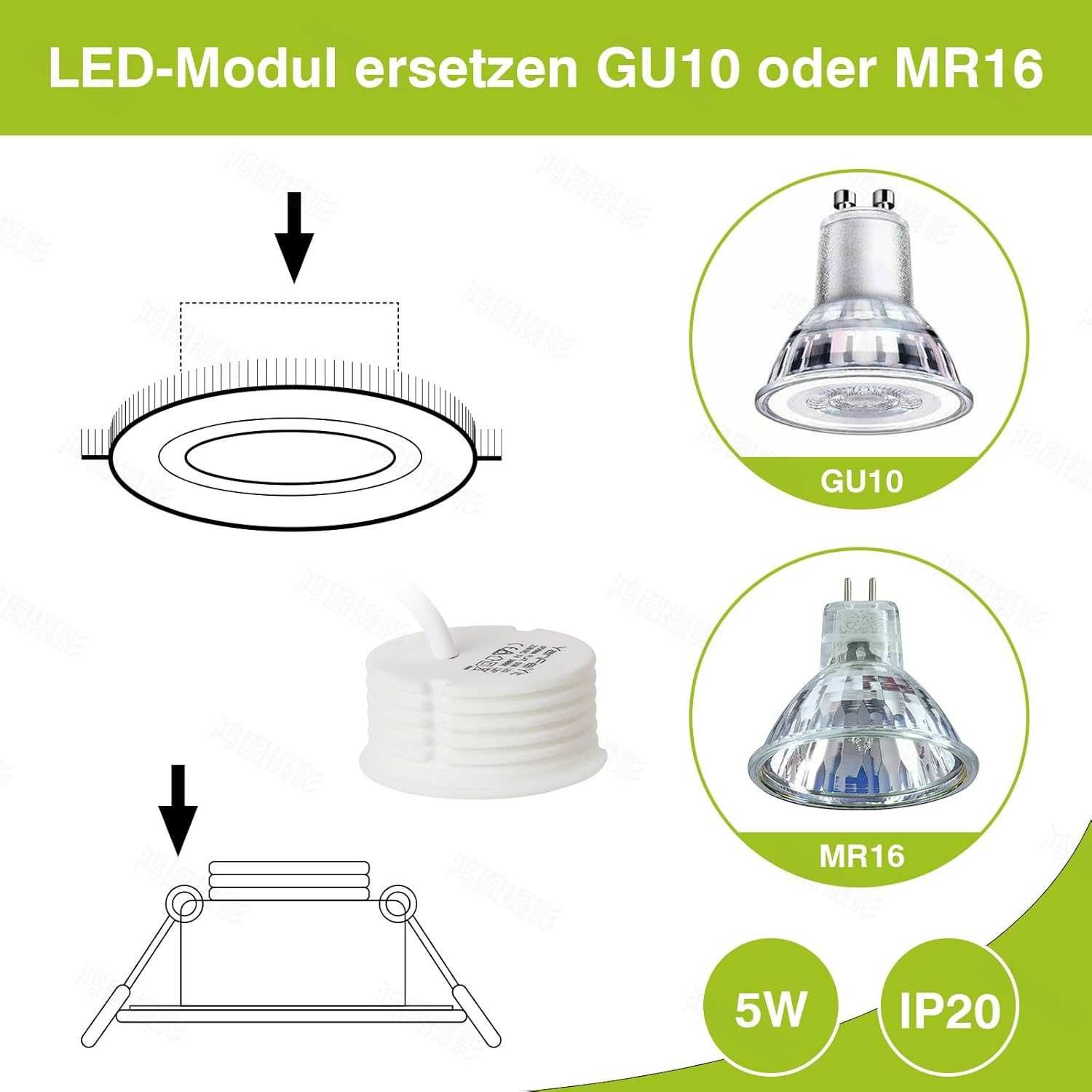 НОВИ! LED лунички за вграждане 5W, Димируеми, 5 бр/к-кт