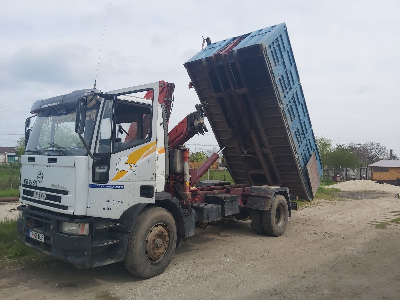 Iveco eurocargo cu macara și bena abroll 11000e sau schimb cu prelata