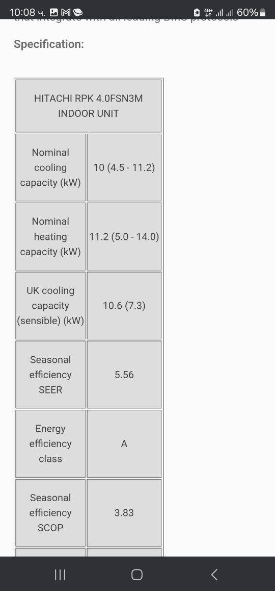 Hitachi 10kw стенен климатик RAS-4HVNC1E