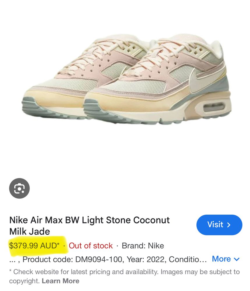 Nike Air Max BW Light Stone Covonut (39)Маратонки