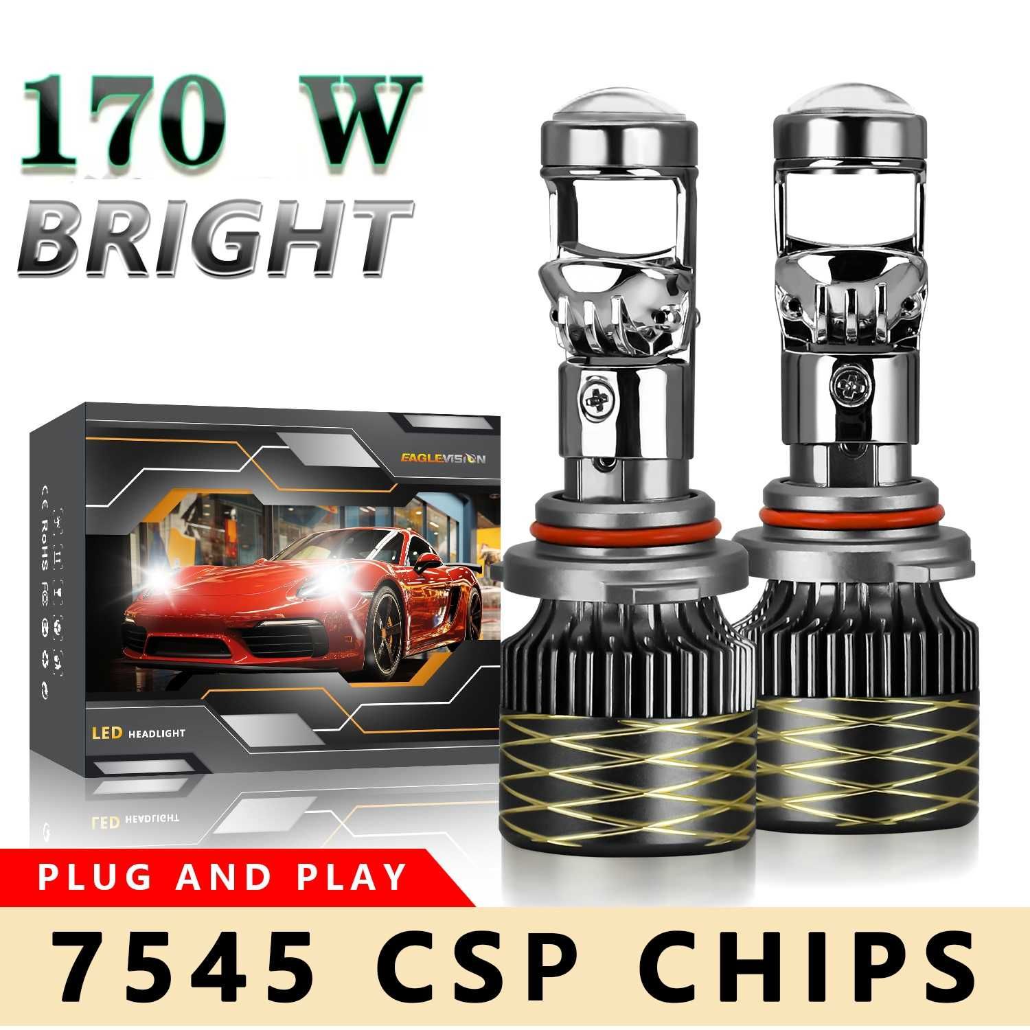 170W Високосилови N9 H7 лед крушки с  Лупи Лупи H7 led
