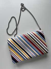 Clutch Zara alb+ linii multicolore