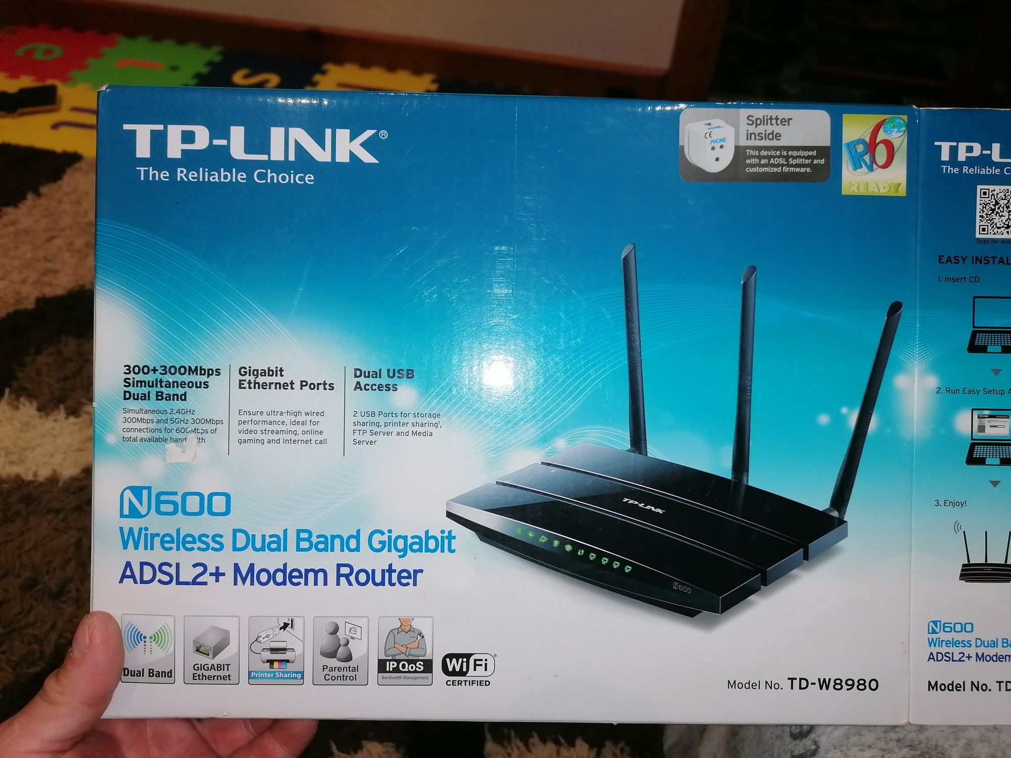 Router wireless tp link la cutie cu toate accesoriile