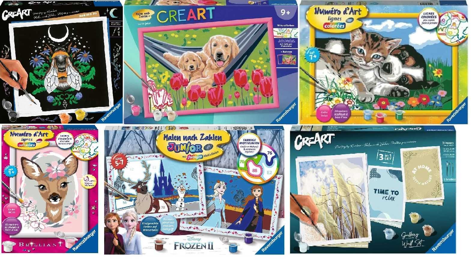 Комплект за рисуване по номера Ravensburger CreArt оцветяване 7 вида