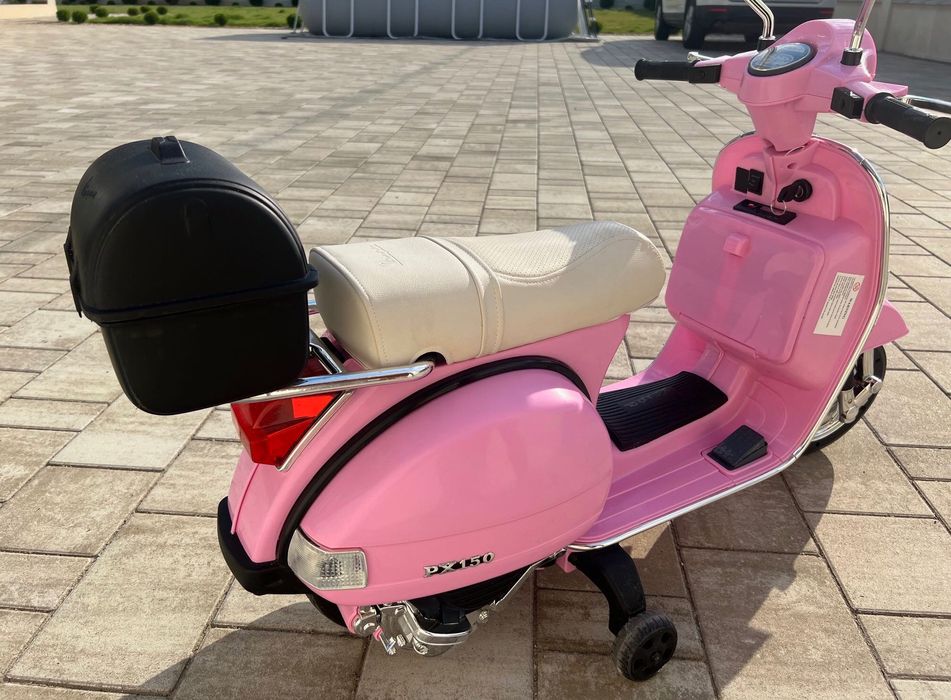 Scuter electric pentru copii Piaggio PX150, 70W, 12V, roz.