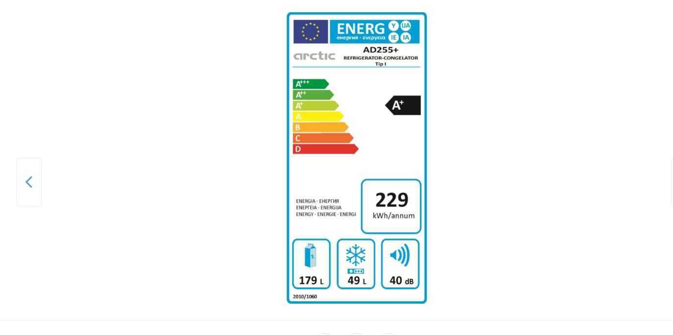 Frigider cu doua usi Arctic
Model: AD 255+, 
228 litri, 
Clasa A+,