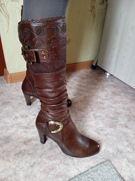 Сапоги демисезонные, натуральная кожа