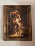 Tablou vintage cu ramă barocă – pictură decorativă an 1970