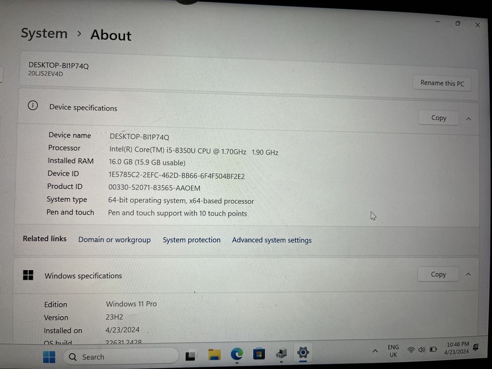 Lenovo ThinkPad X380 Yoga i5-8350U 16GB 256GB SSD Touch partial defect