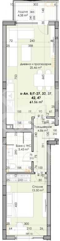 Двустаен апартамент в кв.Кючук Париж 65-3200