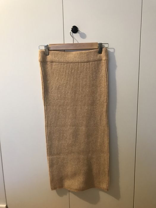 Fusta Asos Petite Midi tricotata, marime 32, camel