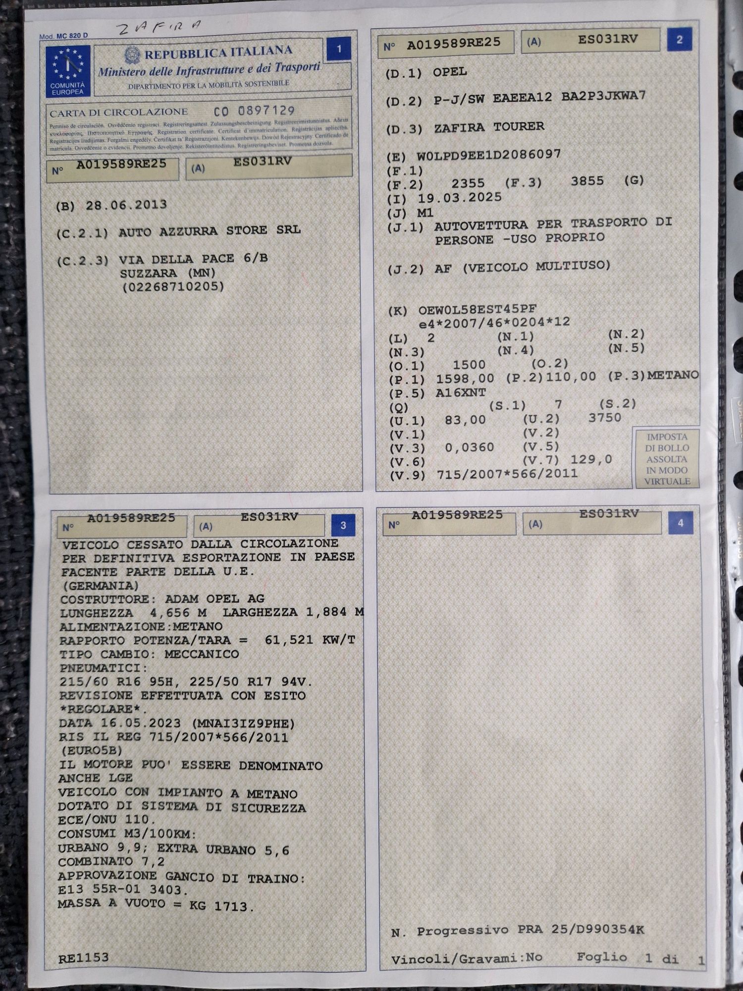 Opel Zafira 7 locuri