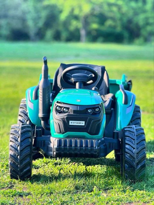 Очень большой Детский электромобиль синий трактор