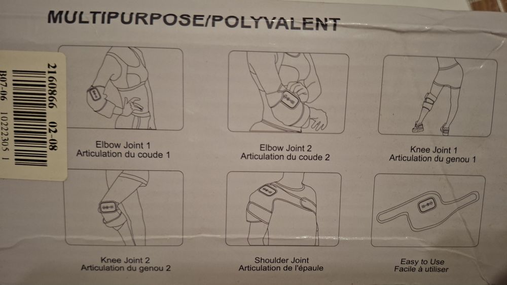 Aparat de masaj cu încălzire și vibrații tip genunchieră (umăr, cot).