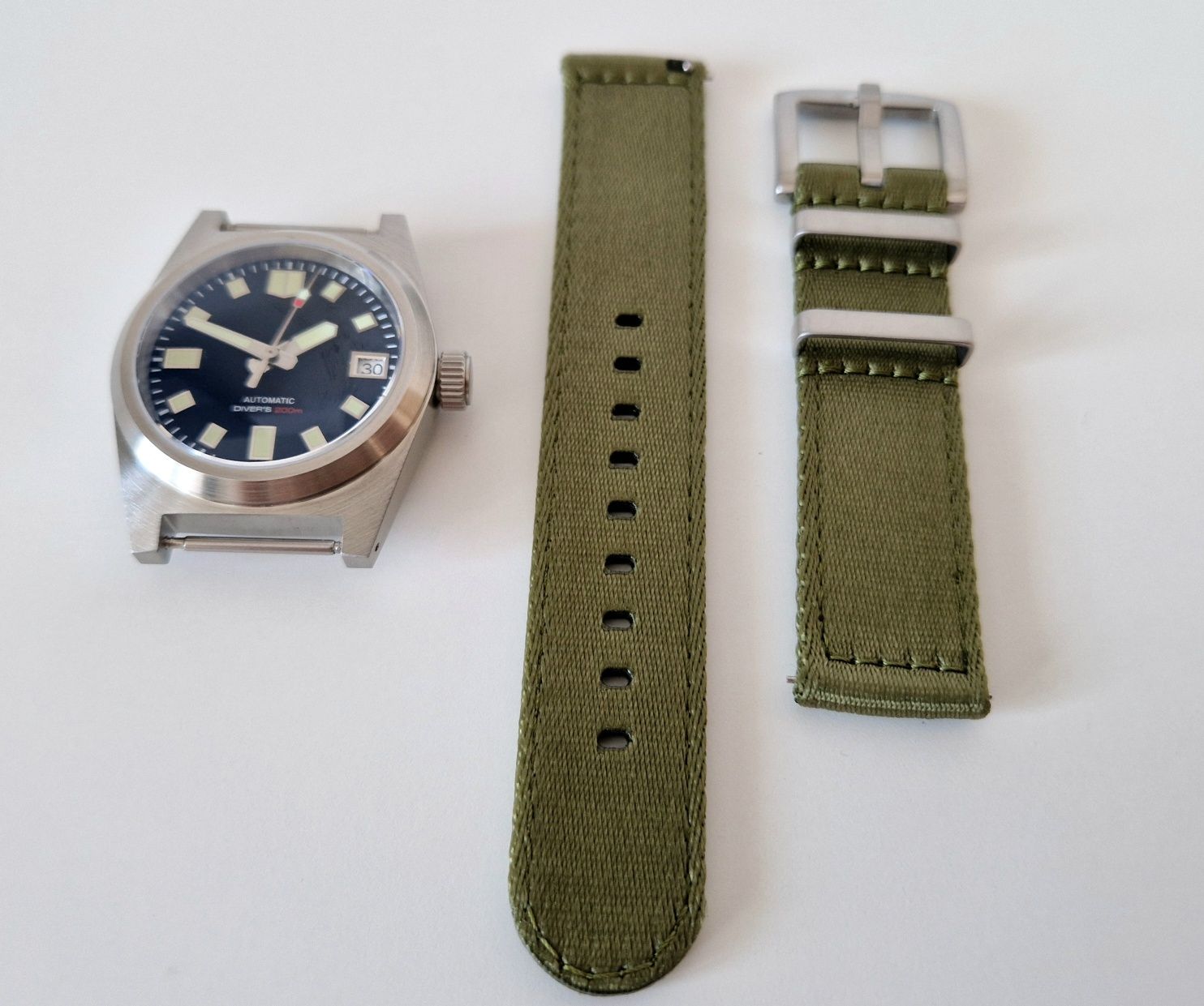 Bratara ceas Nato strap, OD green, nylon, 22mm, nou