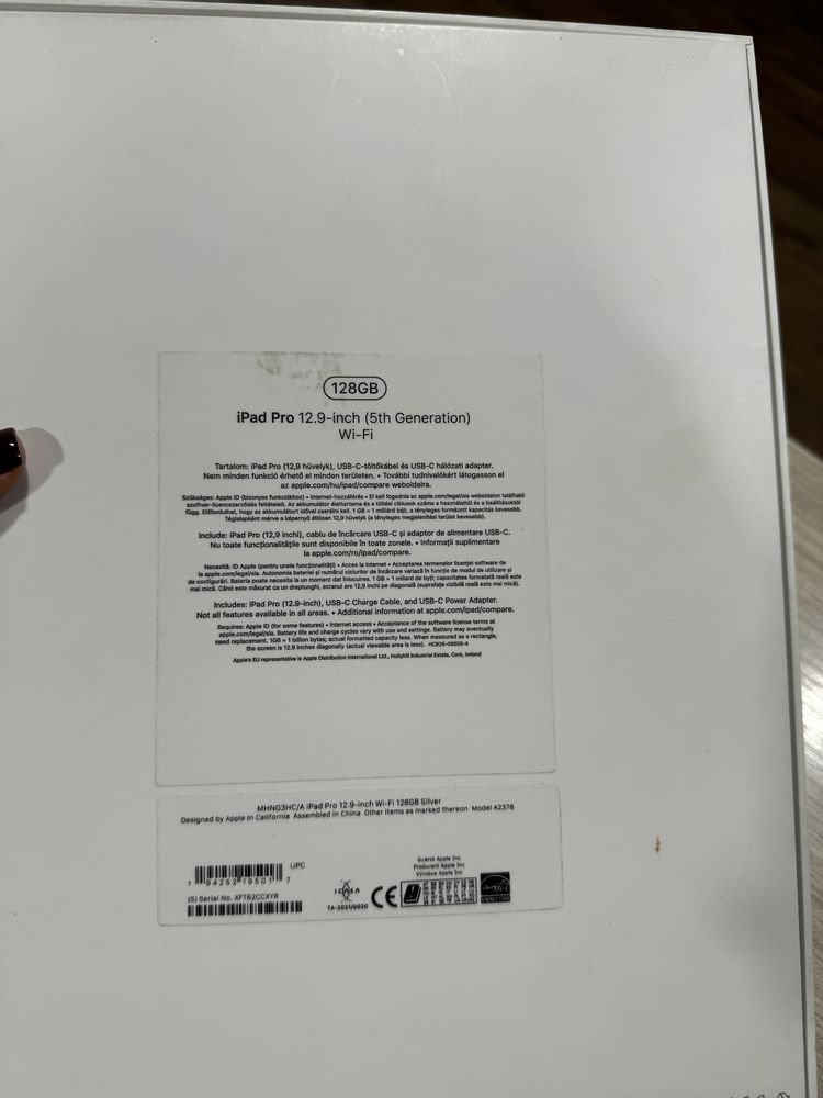Apple iPad Pro 12.9 (2021) 5th Gen Wifi 128GB, Silver!!!