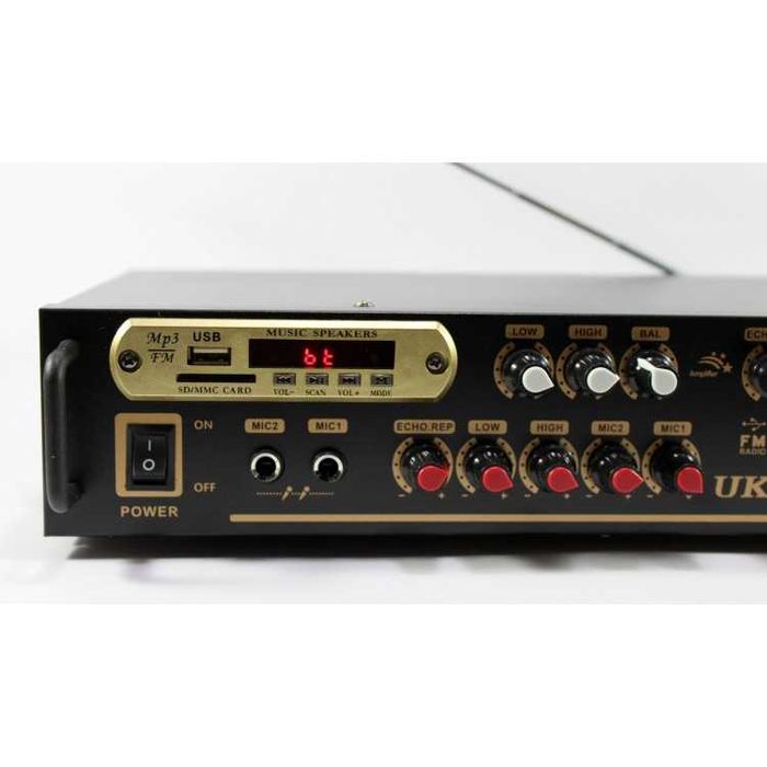 Bluetooth Домашен Усилвател UKC AV-102BT – 2×100W, USB, SD, FM Радио