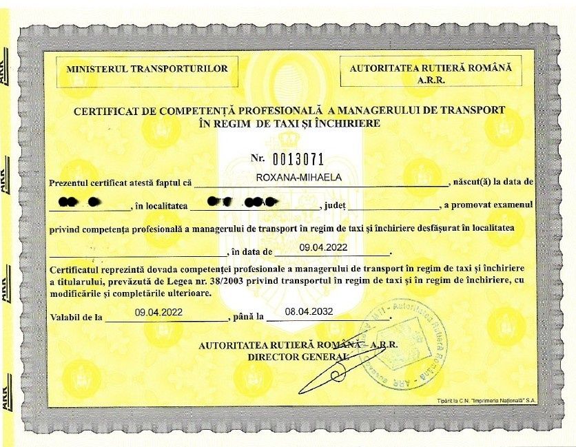 Închiriez atestat manager transport – Uber & Bolt