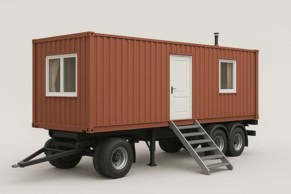 Передвижной вагончик на колесах с салоном с мебелью и кондер и т.д