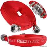 Furtun apa tip pompieri 1"20 metri, 8 bari, cu cuple, Red Technic